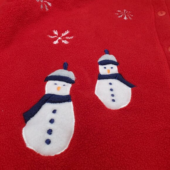 Nick & Sarah Cardigan Sweater Womens Plus Sz 3X Red Fleece Christmas Embroidered - Picture 4 of 14